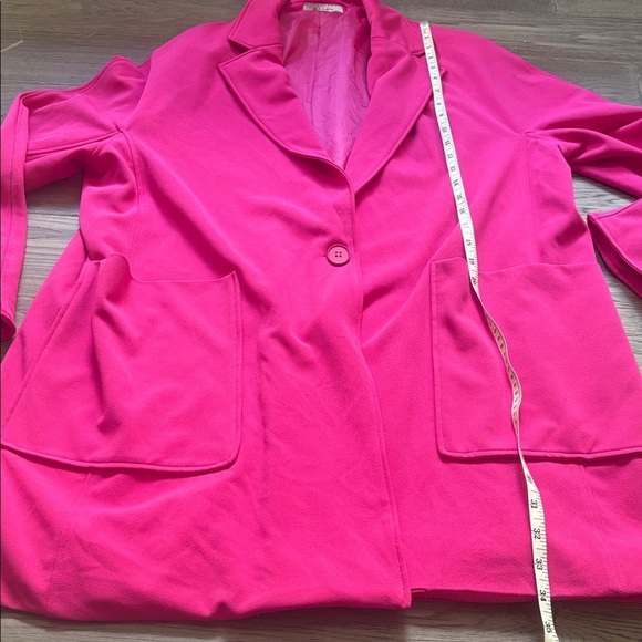 Bailey | Oversized Fuchsia Pink Dolman Sleeve One Button Easy Blazer Size Large - Picture 7 of 13